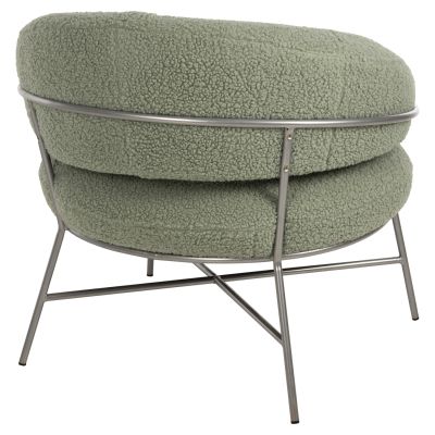 ARMCHAIR TRUDI HM8639.27 PISTACHIO GREEN BOUCLE FABRIC AND SILVER METAL FRAME 84x79x76Hcm.