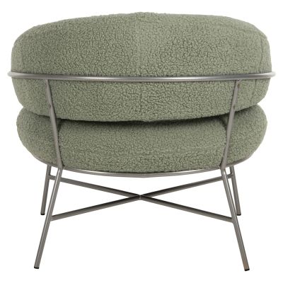 ARMCHAIR TRUDI HM8639.27 PISTACHIO GREEN BOUCLE FABRIC AND SILVER METAL FRAME 84x79x76Hcm.