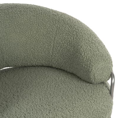 ARMCHAIR TRUDI HM8639.27 PISTACHIO GREEN BOUCLE FABRIC AND SILVER METAL FRAME 84x79x76Hcm.