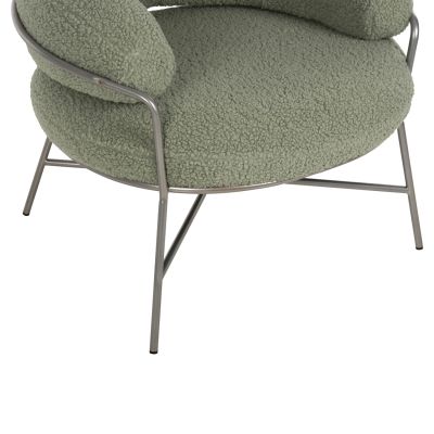 ARMCHAIR TRUDI HM8639.27 PISTACHIO GREEN BOUCLE FABRIC AND SILVER METAL FRAME 84x79x76Hcm.