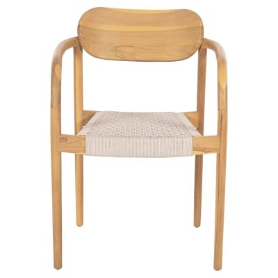 КРЕСЛО OSLO HM9636.07 ТИКОВО ДЪРВО В ЕСТЕСТВЕНО И БЕЖОВО ВЪЖЕ 55x54x80Hcm.