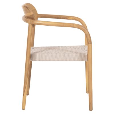 КРЕСЛО OSLO HM9636.07 ТИКОВО ДЪРВО В ЕСТЕСТВЕНО И БЕЖОВО ВЪЖЕ 55x54x80Hcm.