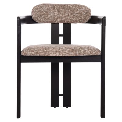 DINING CHAIR KALL HM18247.02 BROWN FABRIC--PLYWOOD IN BLACK 56x45x73Hcm.