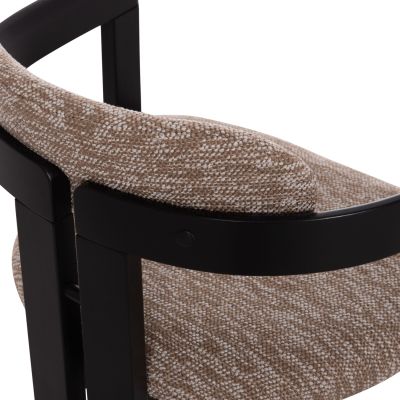 DINING CHAIR KALL HM18247.02 BROWN FABRIC--PLYWOOD IN BLACK 56x45x73Hcm.