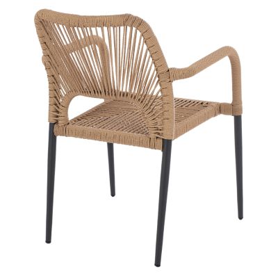 СИВО АЛУМИНИЕВО КРЕСЛО С БЕЖОВО PE ВЪЖЕ HM5771.02 55x63x82 см.