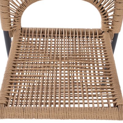 СИВО АЛУМИНИЕВО КРЕСЛО С БЕЖОВО PE ВЪЖЕ HM5771.02 55x63x82 см.