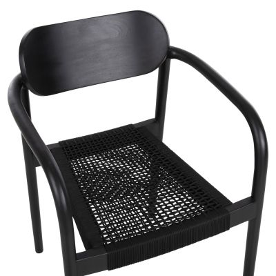 КРЕСЛО OSLO HM9636.12 ТИКОВО ДЪРВО И ВЪЖЕ В ЧЕРНО 55x54x80Hcm.