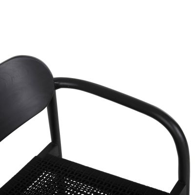 КРЕСЛО OSLO HM9636.12 ТИКОВО ДЪРВО И ВЪЖЕ В ЧЕРНО 55x54x80Hcm.