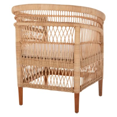 ARMCHAIR MALAWI HM9635.04 MAHOGANY WOOD-RATTAN-WHITE CUSHION 80x70x86Hcm.