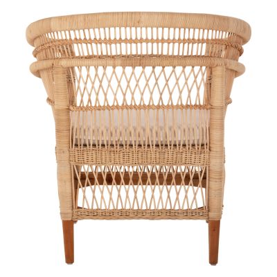 ARMCHAIR MALAWI HM9635.04 MAHOGANY WOOD-RATTAN-WHITE CUSHION 80x70x86Hcm.