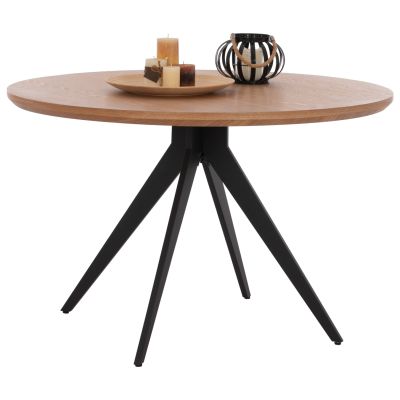DINING TABLE ROUND MDF TOP WITH OAK WOOD VENEER RUSTIC STYLE Φ120x75H HM9307.01