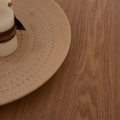 DINING TABLE ROUND MDF TOP WITH OAK WOOD VENEER RUSTIC STYLE Φ120x75H HM9307.01