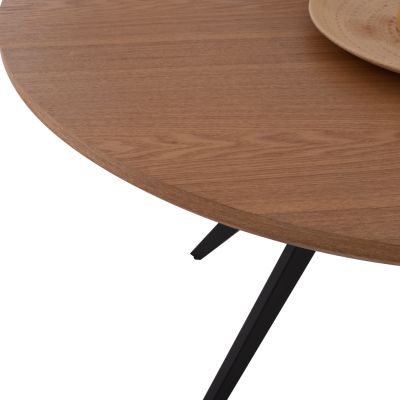 DINING TABLE ROUND MDF TOP WITH OAK WOOD VENEER RUSTIC STYLE Φ120x75H HM9307.01