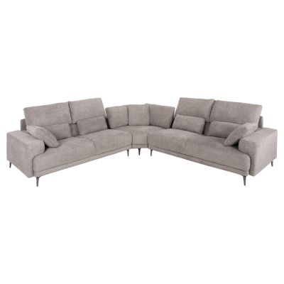 CORNER SOFA SYMMET HM3269.01 LIGHT GRAY FABRIC-GLOSSY ANTHRACITE LEGS 314x314x90-102Hcm.