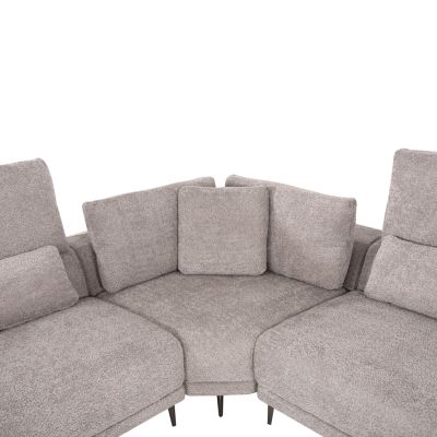 CORNER SOFA SYMMET HM3269.01 LIGHT GRAY FABRIC-GLOSSY ANTHRACITE LEGS 314x314x90-102Hcm.