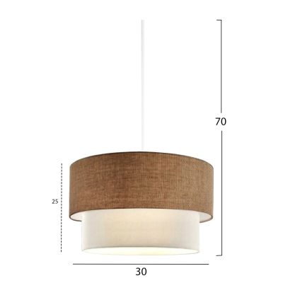 PENDANT CEILING LAMP HM7619.01 TWO-LAYER FABRIC DRUM, PLASTIC FRAME