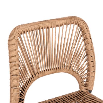 ТАБУРЕТКА СРЕДНА ВИСОЧИНА HM5920.02 ТЪМНО СИВ АЛУМИНИЙ СЪС СИНТЕТИЧЕН РАТАН БЕЖОВ 46x58x95Hcm.