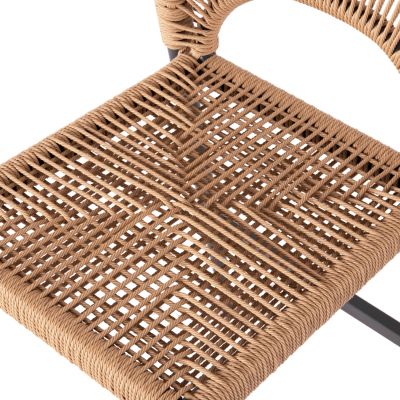 ТАБУРЕТКА СРЕДНА ВИСОЧИНА HM5920.02 ТЪМНО СИВ АЛУМИНИЙ СЪС СИНТЕТИЧЕН РАТАН БЕЖОВ 46x58x95Hcm.