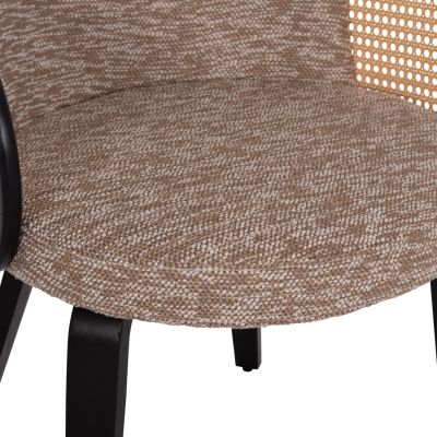 DINING CHAIR BECKER HM18246.03 PLYWOOD IN BLACK--FABRIC IN BROWN 54x62x79Hcm.