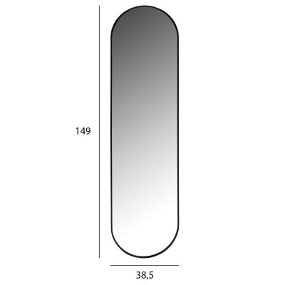 WALL MIRROR HM9581.01 TALL OVAL BLACK ALUMINUM FRAME 38,5x4x149Hcm.