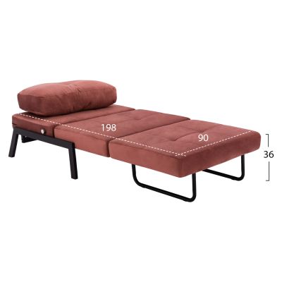 HM3078.12 ARMCHAIR/BED CONSTANCE, DUSTY PINK VELVET 95x92x66Y cm.