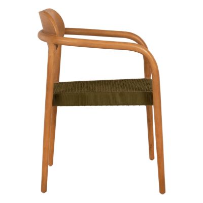 КРЕСЛО OSLO HM9636.05 ТИКОВО ДЪРВО В ЕСТЕСТВЕНО И ЗЕЛЕНО ВЪЖЕ 55x54x80Hcm.