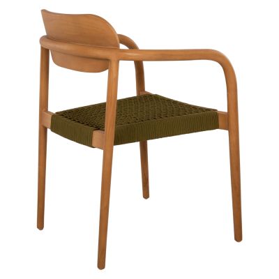 КРЕСЛО OSLO HM9636.05 ТИКОВО ДЪРВО В ЕСТЕСТВЕНО И ЗЕЛЕНО ВЪЖЕ 55x54x80Hcm.