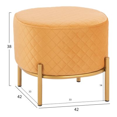 Stool Sinta HM8638.09 Gold velvet with gold base 42x42x38cm