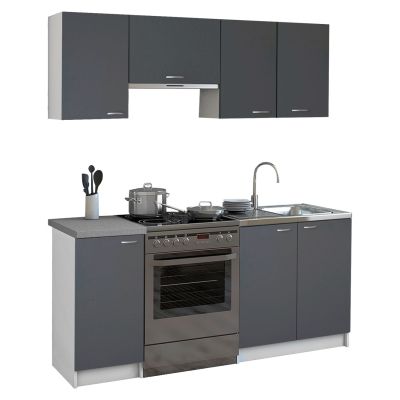 KITCHEN UNIT MAURICE ΗΜ2441.10 MELAMINE DARK GREY-WHITE 180x29,2-46cm.