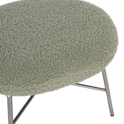 STOOL FOOTREST TRUDI HM8640.27 PISTACHIO GREEN BOUCLE FABRIC AND SILVER METAL BASE 56x47x40Hcm.