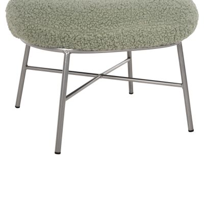 STOOL FOOTREST TRUDI HM8640.27 PISTACHIO GREEN BOUCLE FABRIC AND SILVER METAL BASE 56x47x40Hcm.