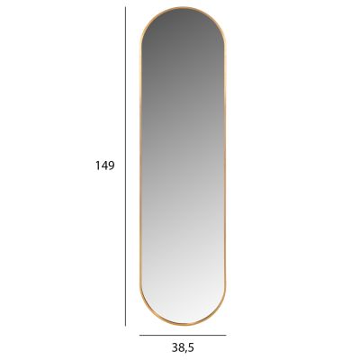 WALL MIRROR HM9581.30 TALL OVAL GOLD ALUMINUM FRAME 38,5x4x149Hcm.