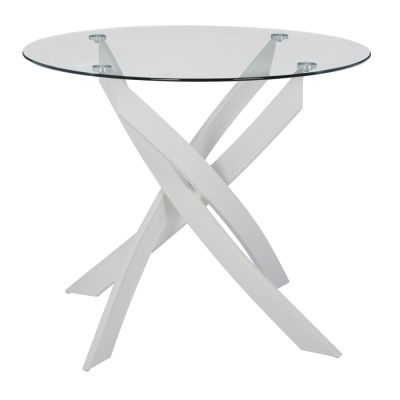 DINING TABLE ROUND JAFARU WHITE METAL LEGS TEMPERED GLASS Φ90X75YHcm.HM8499.03