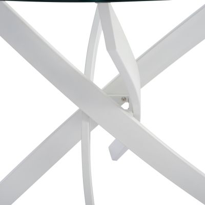 DINING TABLE ROUND JAFARU WHITE METAL LEGS TEMPERED GLASS Φ90X75YHcm.HM8499.03
