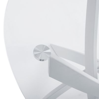 DINING TABLE ROUND JAFARU WHITE METAL LEGS TEMPERED GLASS Φ90X75YHcm.HM8499.03