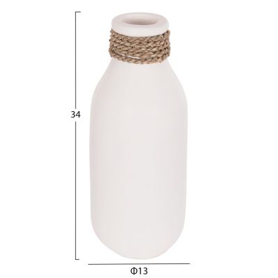 TABLE DECORATIVE VASE CAMMER HM4687.02M TERRACOTA IN WHITE--Φ13x34Hcm.