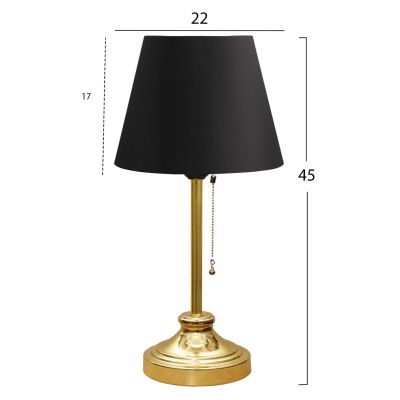 НАСТОЛНА ЛАМПА HM7592.03 ЗЛАТНА ОСНОВА, ЗЛАТНА СТОЛБА, ЧЕРНА КАПАЧКА