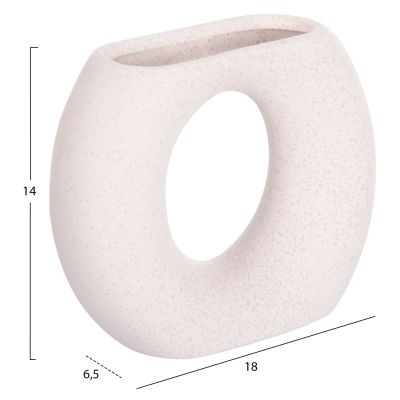 CERAMIC TABLE DECOR ELLIPTO HM4646.01 OFF WHITE WITH CRYSTALLIZATION 18x6.5x14Hcm.