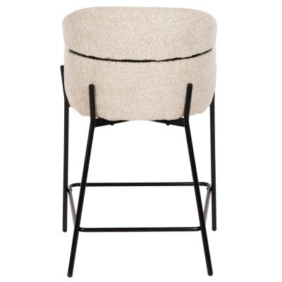 BAR STOOL MEDIUM HEIGHT WOLF HM8584.02 ECRU BOUCLE FABRIC-BLACK METAL LEGS 56x57x98Hcm.