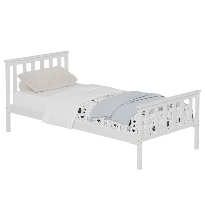BED GIMLY HM675.03 SOLID PINE WOOD IN WHITE FOR MATTRESS 190x90cm.
