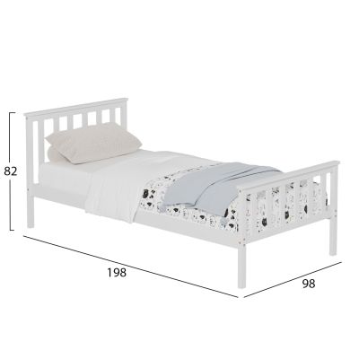 BED GIMLY HM675.03 SOLID PINE WOOD IN WHITE FOR MATTRESS 190x90cm.