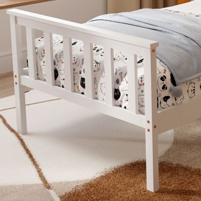 BED GIMLY HM675.03 SOLID PINE WOOD IN WHITE FOR MATTRESS 190x90cm.