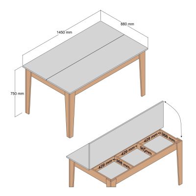 DINING TABLE STANDARD HM9507.02 MELAMINE WALNUT-WHITE WITH STORAGE SPACE 145x88x75Hcm.