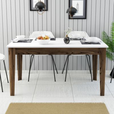 DINING TABLE STANDARD HM9507.02 MELAMINE WALNUT-WHITE WITH STORAGE SPACE 145x88x75Hcm.