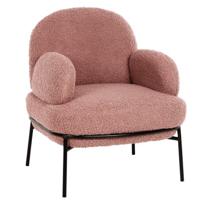 КРЕСЛО AGNES HM9525.22 ДЪСТИ РОЗОВ МАТЕРИАЛ ОТ БУКЛЕ-ЧЕРНИ МЕТАЛНИ КРАКА 74x71x83Hcm.