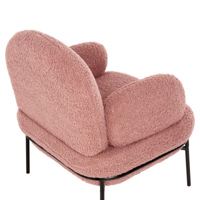 КРЕСЛО AGNES HM9525.22 ДЪСТИ РОЗОВ МАТЕРИАЛ ОТ БУКЛЕ-ЧЕРНИ МЕТАЛНИ КРАКА 74x71x83Hcm.