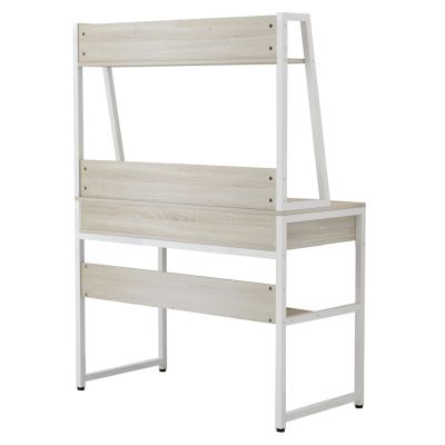 DESK WITH BOOKCASE TANAYA HM2390.13 MELAMINE IN SONAMA & METAL WHITE FRAME 100x48x139H cm.