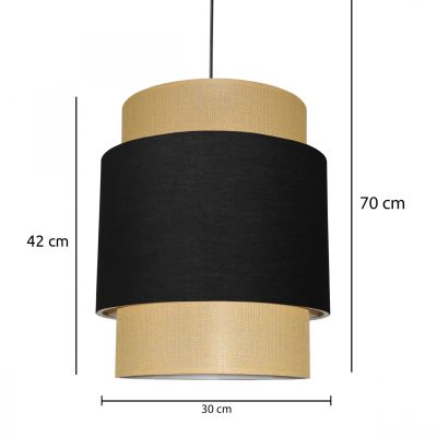 PENDANT CEILING LAMP HM7627.02 TWO-LAYER FABRIC DRUM, METAL FRAME