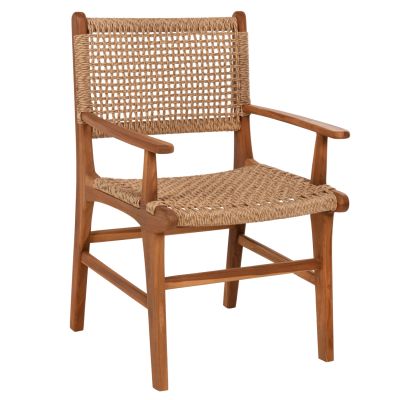 ARMCHAIR NESHA ΗΜ9385.11 SOLID TEAK NATURAL COLOR KNITTED RATTAN ROPE 57.5x59x90Hcm.