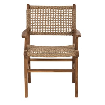 ARMCHAIR NESHA ΗΜ9385.11 SOLID TEAK NATURAL COLOR KNITTED RATTAN ROPE 57.5x59x90Hcm.
